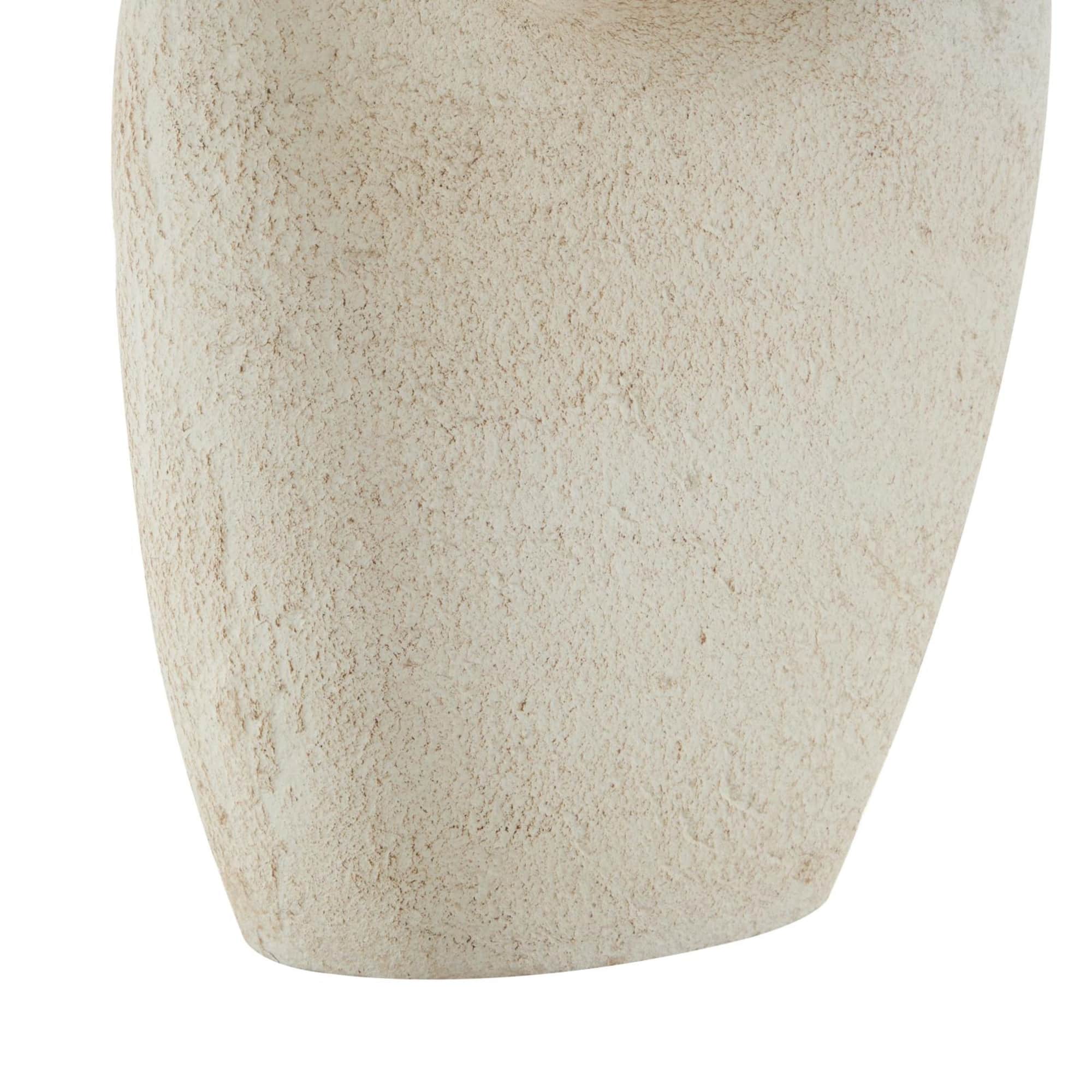 14" Cream Abstract Cutout Paper Mache Vase